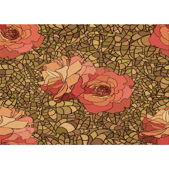 Ahgly Company Machine Washable Indoor Rectangle Transitional Orange Area Rugs, 6' x 9'