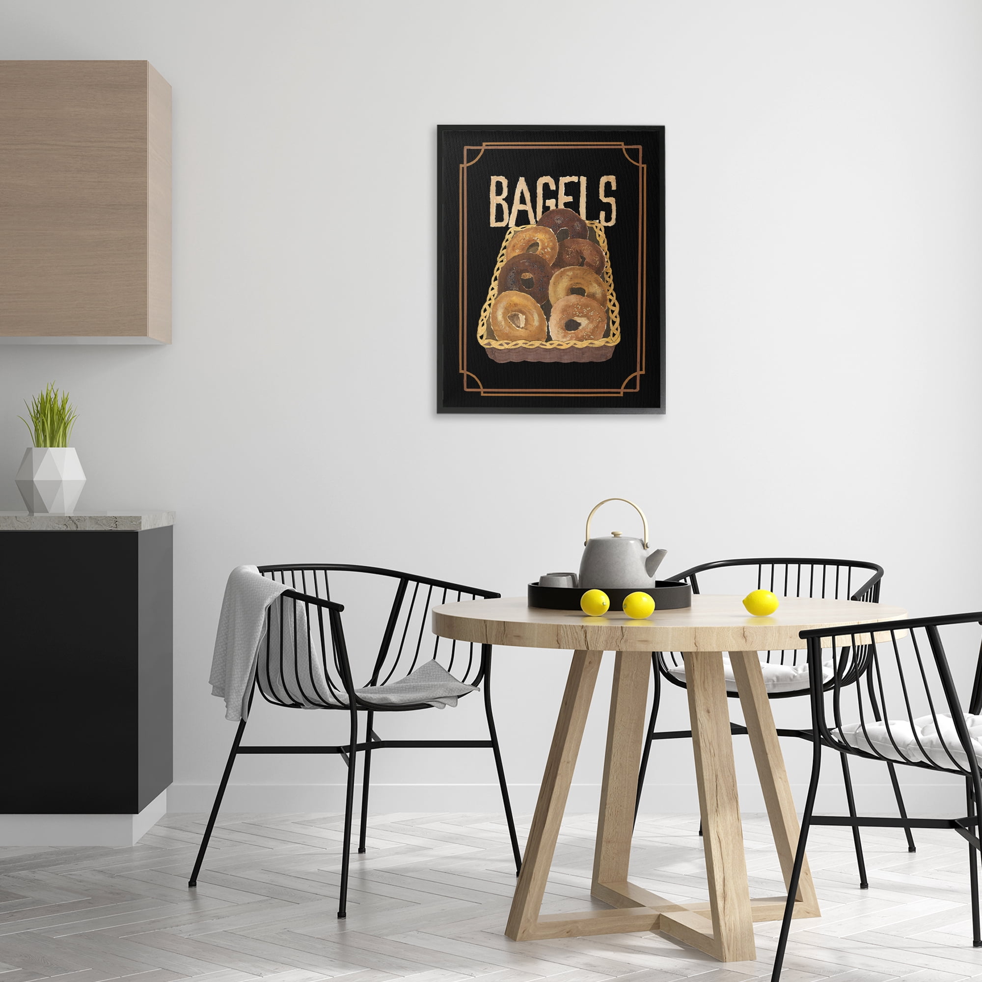 Stupell Industries Basket Of Bagels Food & Beverage Painting Black Framed Art Print Wall Art, 24 x 30