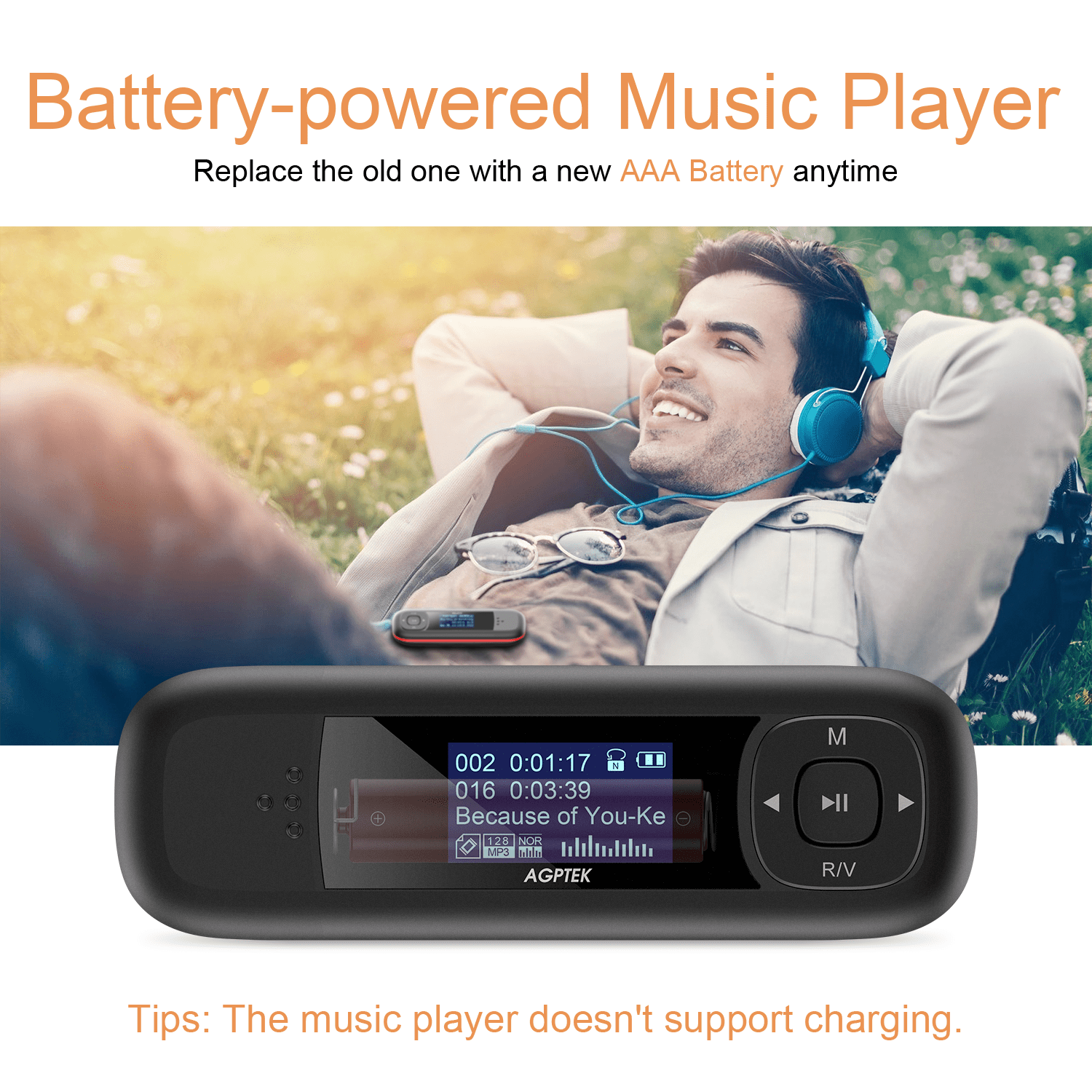 AGPTek 8GB Portable Bluetooth Lossless MP3 Player w/ FM Radio Support up to  64GB Black - Bed Bath & Beyond - 18357744