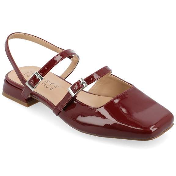 Journee Womens Gretchenn Multi Strap Square Toe Mary Jane Flats