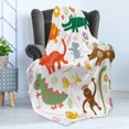 thumbnail image 4 of Animals Soft Flannel Fleece Blanket, Jolly Cartoon Animals Colorful Flowers and Hearts for Cheerful Babies and Children, Cozy Plush for Indoor and Outdoor Use, 50" x 70", Multicolor, by Ambesonne, 4 of 5