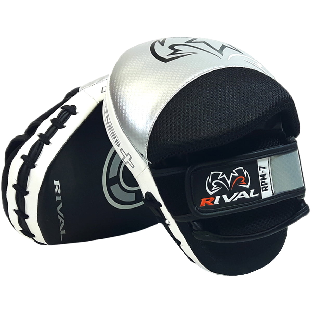 Rival RPM100 Professional Punch Mitts Blue Silver Leather Training Focus Pads 