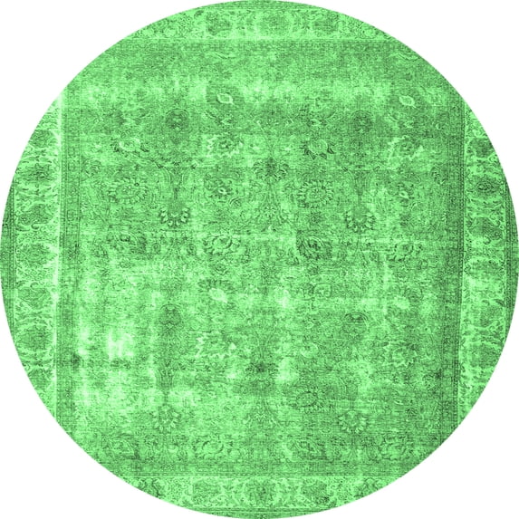 Ahgly Company Indoor Round Persian Emerald Green Traditional Area Rugs, 8' Round