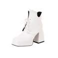 thumbnail image 2 of Botas de tacón alto grueso con punta cuadrada de terciopelo para mujer, con cordones, cremallera lateral, parte superior baja, botas desnudas Wmkox8yii  hfjk1121, 2 of 5