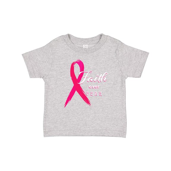 Inktastic Faith Over Fear Breast Cancer Awareness with Pink Ribbon Boys or Girls Baby T-Shirt