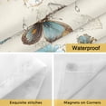 thumbnail image 4 of No Hook Shower Curtains with Snap-in Liner Set, Teal Tulip Butterfly Waterproof Hotel Style Bathroom Shower Curtain, Turquoise Floral Farmhouse Beige Breathable Mesh Top Bath Curtains 60''x72'', 4 of 9