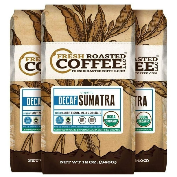 Organic Sumatra Water Decaf Coffee, 12 oz. Ground Bags, Fair Trade