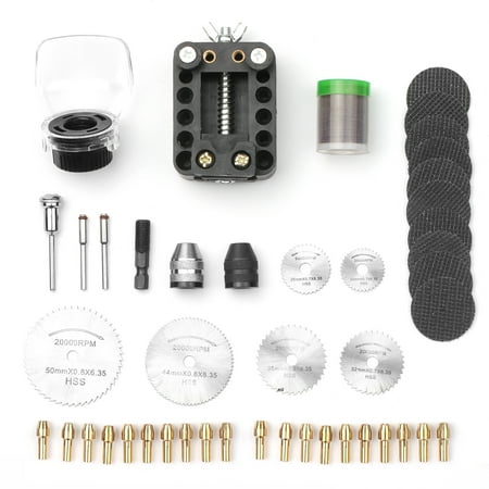 

Andoer Rotary Tool Accessories Kit Tool HSS Mini Rotary Cutting Wheels Tool Kit for Wood Glass Stone with 0.5-3.2mm Brass Collet Set Keyless Chuck