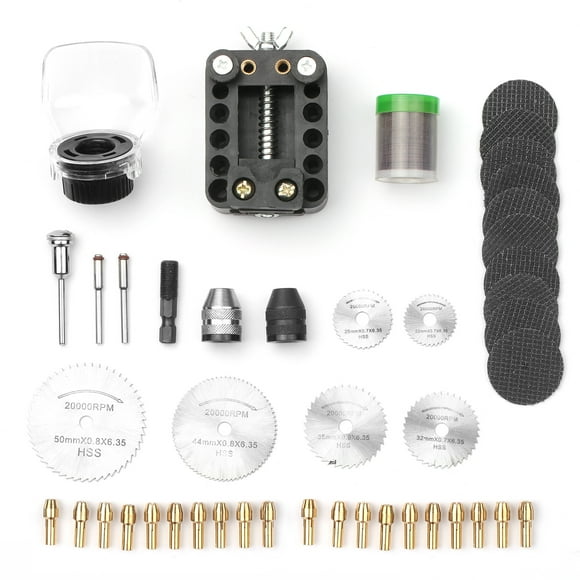 KKmoon Rotary Tool Accessory Kit for Dremel Tools HSS Mini Saw Blade Rotary Cutting Wheel Tool Kit for Wood, Glass, Plastic, Stone with 0.5-3.2mm Brass Collet Set Keyless Chuck