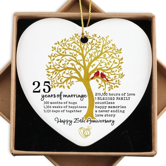 25 Years of Marriage 25th Anniversary Marriage Gifts for Couple, 25th Anniversary Wedding Gifts Christmas Ornaments 25 Years Anniversary Decorations for Couple Her Him Wife Husband