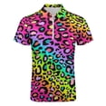 thumbnail image 4 of Colofrul Rainbow Leopard Men Zipper T-shirt Summer Casual Short Sleeve T-shirt Top, 4 of 7