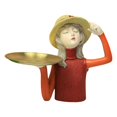 thumbnail image 1 of Preciosa figura de niña con bandeja de almacenamiento, regalo, centro de mesa, decoración de escritorio. Rojo, 1 of 8
