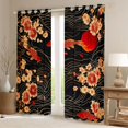 thumbnail image 2 of Homewish Japanese Ukiyoe Fish Black Out Curtains,Retro Rustic Flower Curtains Pack of 2 (42x63 Each),Sea Waves Pattern Bedroom Curtains For Adult,Ultra Soft Home Decor, 2 of 6