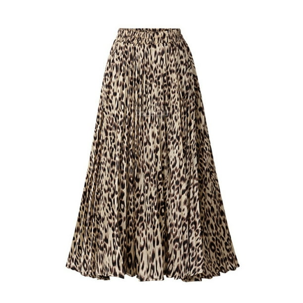 Download Mixpiju Mixpiju Women Chiffon Loose Leopard Printed Skirt Fashion Evening Party Beach Layered Pleated Skirt High Waisted A Line Long Skirts Brown M Walmart Com Walmart Com