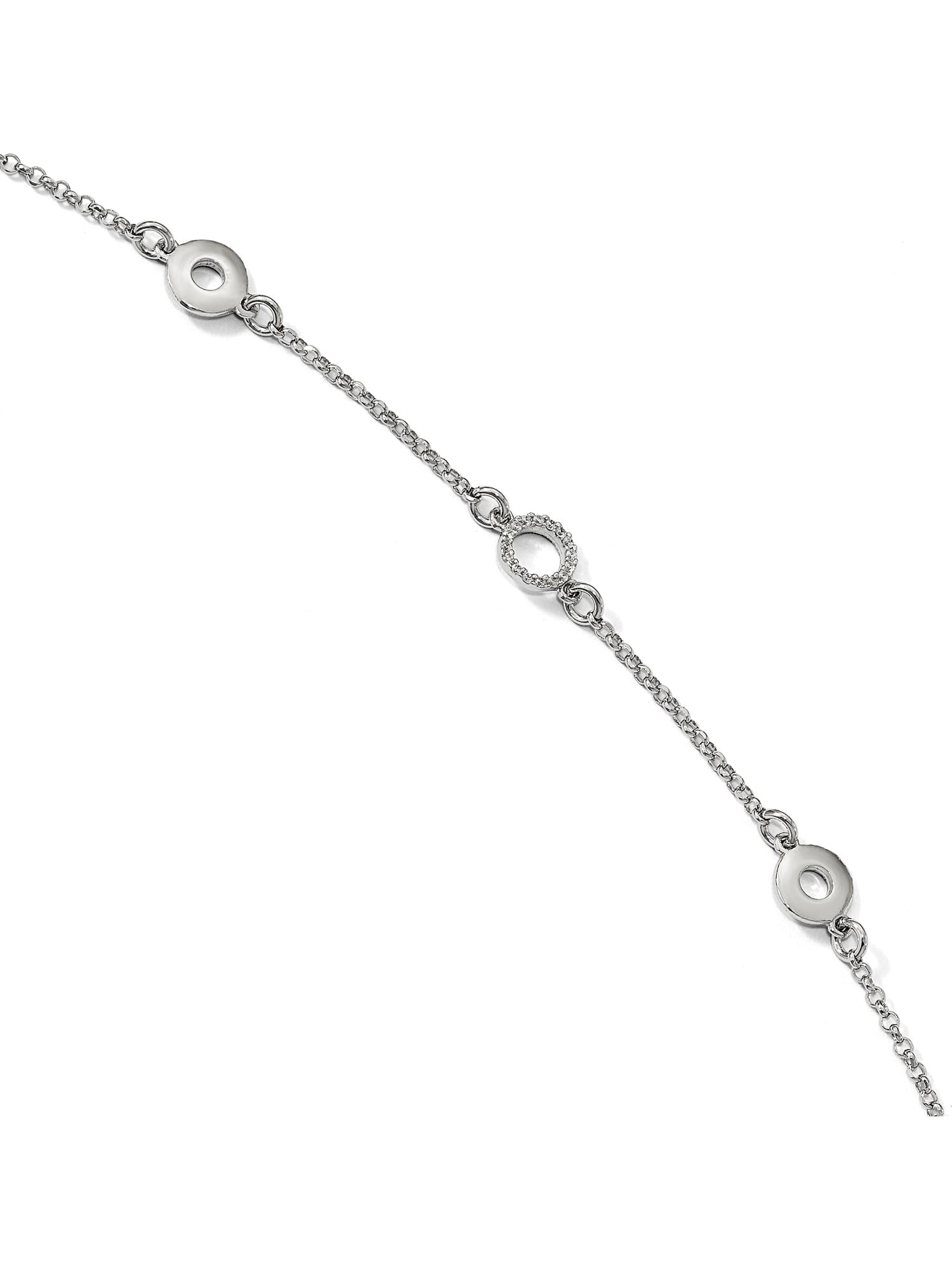 Anklet Length: 9 in Leslies Sterling Silver Polished Cubic Zirconia with 1in ext Sterling Silver