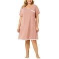 thumbnail image 2 of MODA NOVA Juniors Plus Size Nightgown Polka Dots V Neck Comfy Midi Sleepshirt, 2 of 6