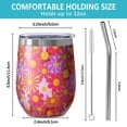 thumbnail image 5 of 12oz Stemless Wine Tumblers Red Daisy Flower Retro Pattern Vacuum Insulated Stainless Steel Travel Tumbler Cups Mug with Lid and Straw for Champaign,Cocktail,Beer with Cleaning Brush, 5 of 5