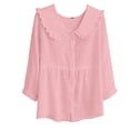 thumbnail image 4 of QASIEATN Womens Collar Long Sleeve Button Down Shirts Cotton Blend Casual Solid Color Shirts, 4 of 4
