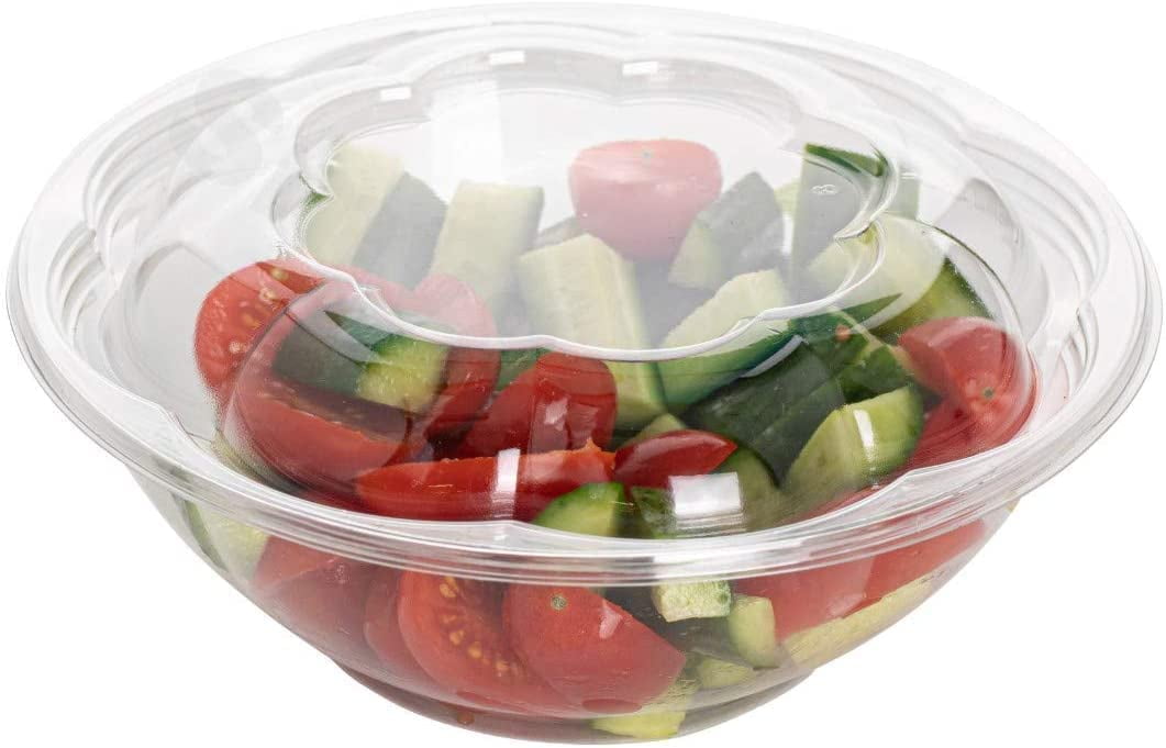 VeZee 64 Oz Disposable BPA Free Rose Bowl / Salad Containers with Lids in  Clear Plastic Disposable for a Fresh Airtight Seal, Portable Serving Bowl  Set for Meal Prep & Preserve Freshness:(Qty=500) 