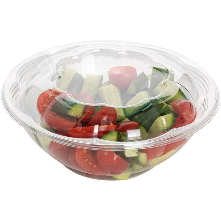 24 Oz Disposable BPA Free Salad Containers with Lids inClear Plastic  Disposable for a Fresh Airtight Seal, Portable Serving Bowl Set for Meal  Prep 