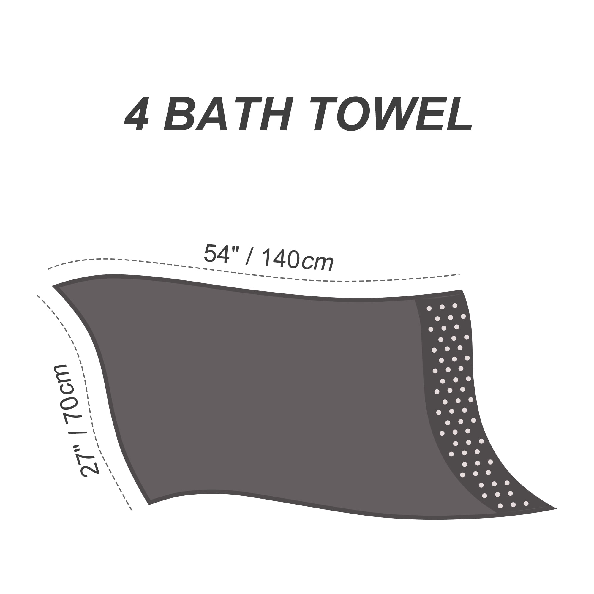 Unique Bargains Hand Towel Set 27" x 54" Soft 100% Combed Cotton 600 GSM Luxury Towels 4 Taupe Gray