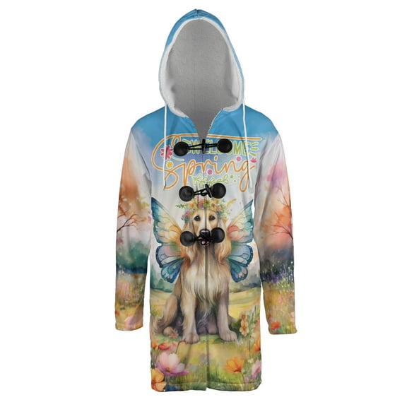 Welcome Spring Fairy Afghan Hound in Flower Meadow All Over Print 3D Hooded Duffle Toggle Coat Dog Lover - 13002