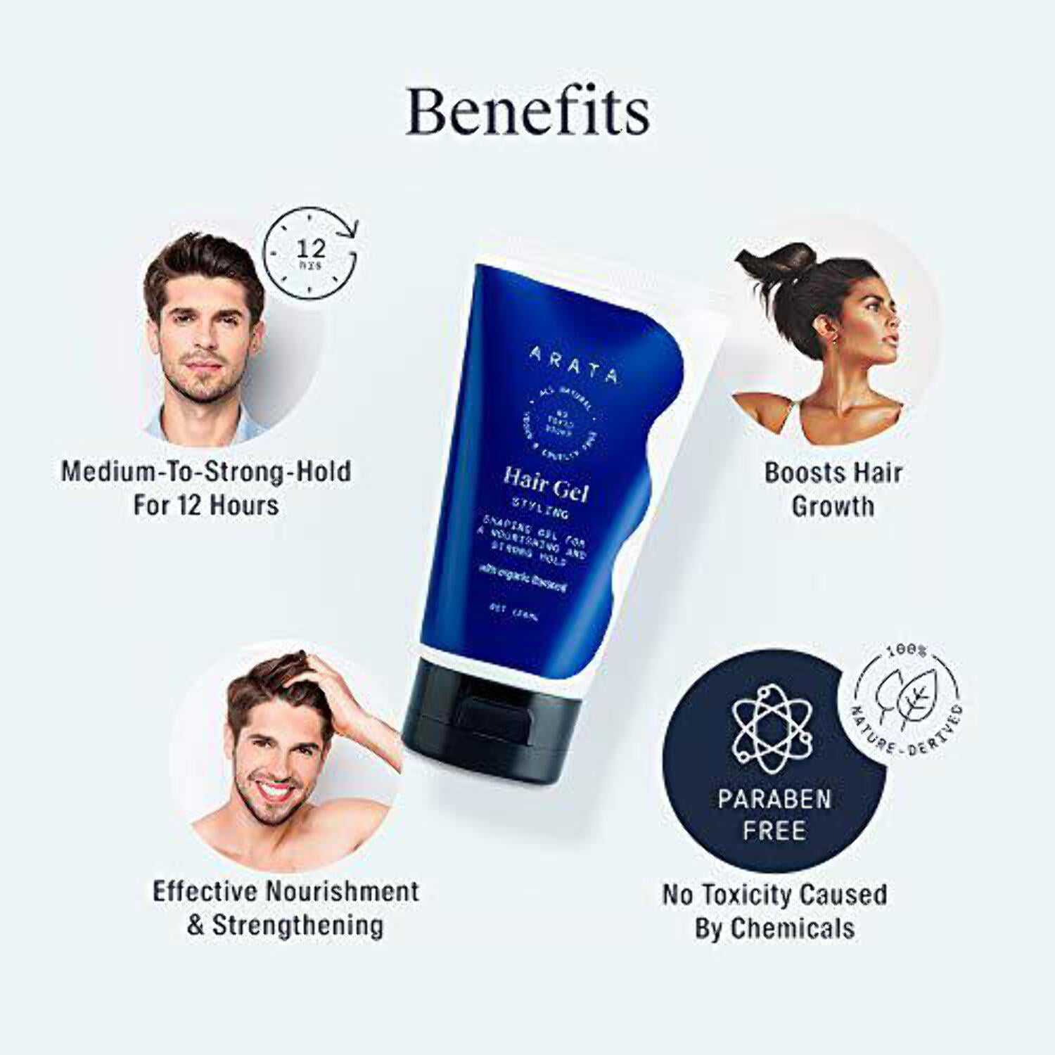 Buy Arata Natural Mini Hair Styling & Face Care Ready To Go Gift Box For  Men & Women || Hair Gel (50 Ml), Hair Cream (50 Ml), Facewash (50 Ml) || All