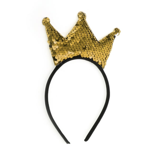 Unique Bargains 1 Pc Fashion Crown Sequins Headband for Women for Girls Yellow