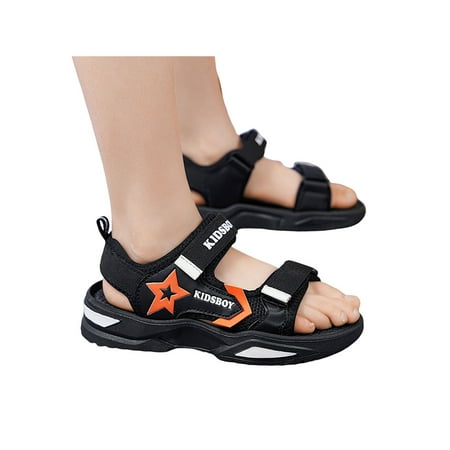 

UKAP Children Sport Sandal Fisherman Sandals Hiking Beach Shoes Adjustable Strap Quick Dry Boys Hook And Loop Lightweight Black 11.5C