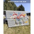 thumbnail image 3 of 4th of July RV Awning Sun Shade Screen 9'X15.3' America Patriotic Flower Mesh Sunscreen Wood Grain Awning Shade Screen with Zipper UV Blocker Completed Kits for RV Motorhome Camper Trailer, 3 of 7