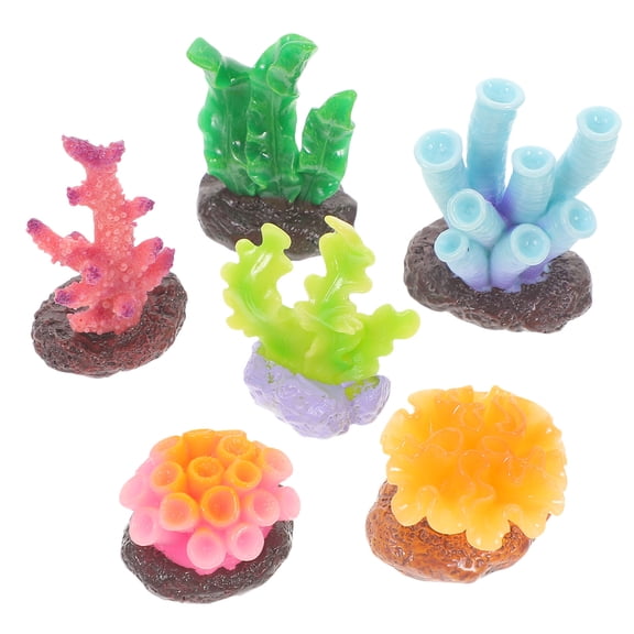 Tineasur Wear-Resistant Aquarium Decor Simulation Coral Reef Assorted Color 6-Pcs