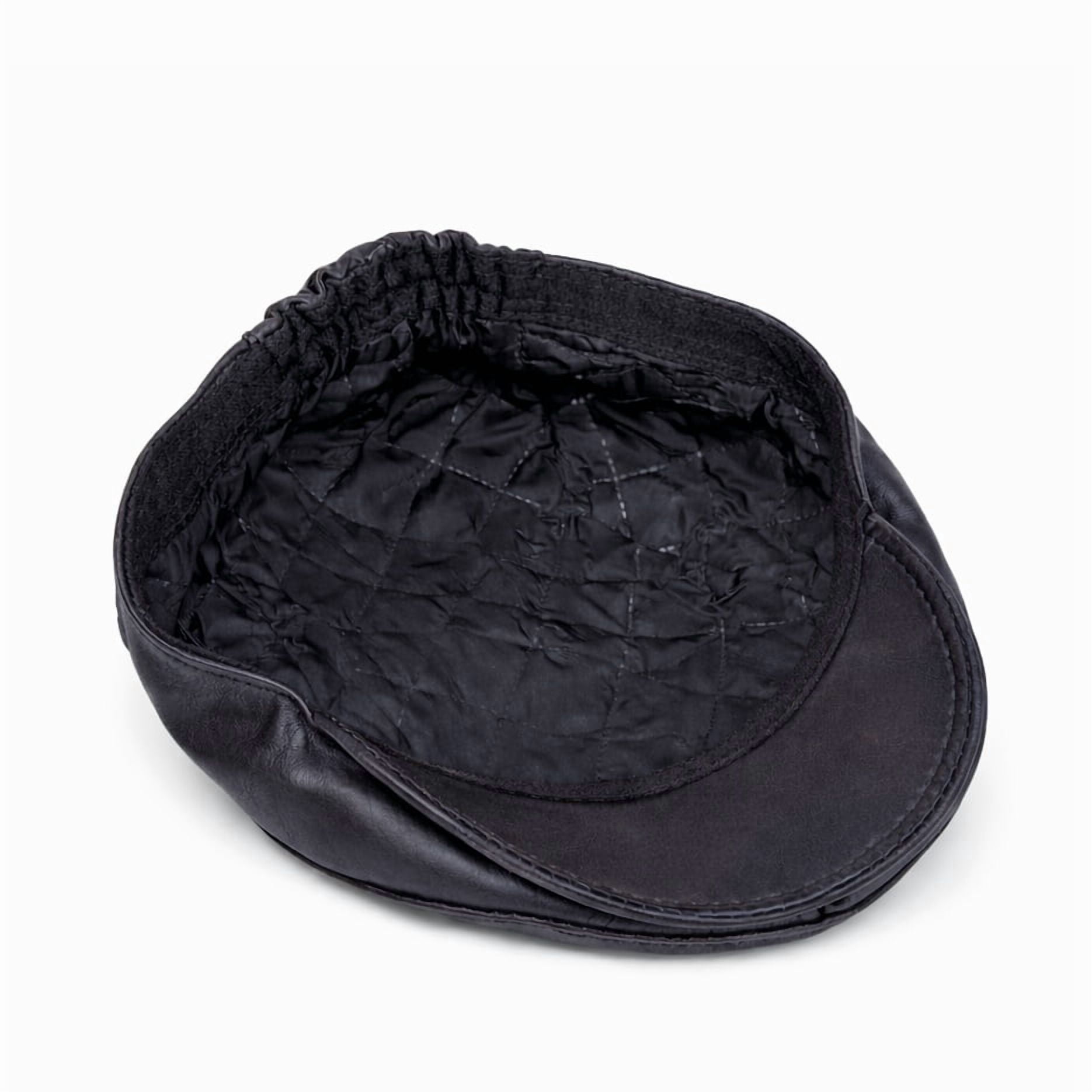 Handmade Men’s Real Leather Newsboy Cap – Vintage Sheepskin Leather Flat Cap, Classic Cabbie Driver Ascot Hat