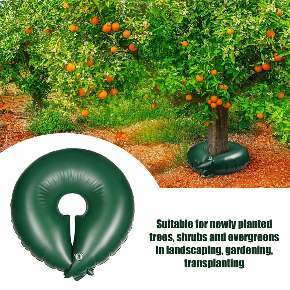 NOGIS 2 Pack Tree Watering Ring Tree Watering Bag 10 Gallon Slow Release Plastic Drip Irrigation Water Pouch Automatic Drip System for Planting Gardening Trees and Shrubs, 23.6 Inch (Green)