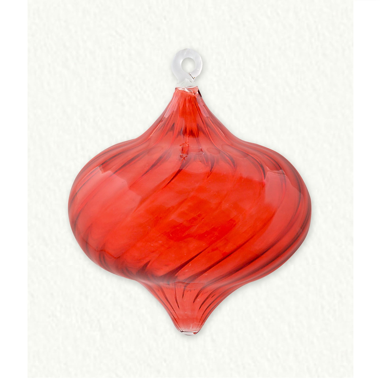 Red Onion Swirl Shape Egyptian Blown Glass Christmas Tree Ornament Made