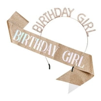 1 Set Birthday Girl Headband Tiara for Women Girl Rhinestone Happy Birthday Accessories Rose Gold Tone