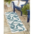 thumbnail image 3 of Unique Loom Outdoor Coastal Collection Area Rug - Tethered (2' x 6' Runner Ivory/Navy Blue), 3 of 9