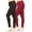Black-Burgundy, variant on Moa Collection Women's Plus Size Solid High Waist Full Length Female Leggings(Pack of 2)