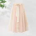 thumbnail image 2 of Women Midi Skirt Fashion Solid Color Elastic High Waist Mesh Pleated Skirts Flowy Skirts for Women Midi Length, 2 of 5