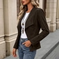 thumbnail image 6 of TGSLY Women's Faux Suede Jackets Fashion Fall Lapel Open Front Cropped Coat Dressy Casual Solid Color Long Sleeve Outwear Jackets S, 6 of 10