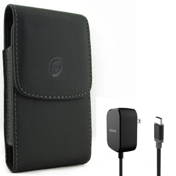 5ft Long 15W Fast Home Charger with Holster Leather Case Belt Clip for Samsung Galaxy S8 Plus S22 Ultra S21 Ultra XCover Pro S20 Ultra Plus Fan Edition S10 5G Note 9 8 20 Ultra 10 Plus A9