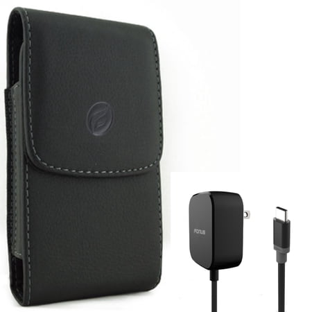 Fast Home Charger & Case Belt Clip for Samsung Galaxy S24 Ultra - 15W 5ft Long Type-C Turbo Charge, Leather Holster Cover Pouch for Galaxy S24 Ultra