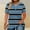 Navy, variant on YHAJDS Short Sleeve Shirts for Women Plus Size V Neck Tops Summer Striped Tee Casual T Shirt