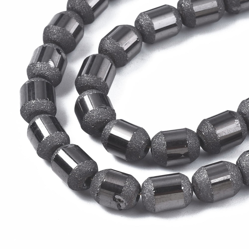 Electroplate Glass Beads Strands Frosted Barrel Mixed color 9x7mm Hole: 1mm about 60~62pcs/strand 21.50~22.13 inch(54.6~56.2cm)