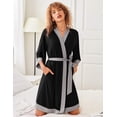 thumbnail image 2 of Ekouaer Robes for Women Knee Length Bathrobe Lightweight Kimono Robe 3/4 Sleeve Sleepwear with Pockets, 2 of 6