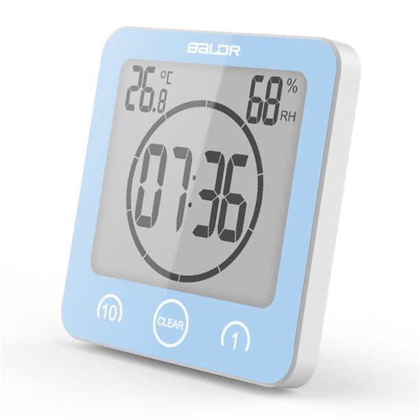 Reloj de baño, temporizador de ducha, alarma, relojes digitales, relojes de temporizador de cocina impermeables para baño con termómetro, higrómetro para ducha, cocina, maquillaje Xemadio 2021509-4