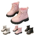 thumbnail image 4 of CAICJ98 Toddler Ankle Boots Side Zipper Combat Shoes with Lace Up Boots Toddler Boy Pink (Toddler/Little Kid),10, 4 of 7