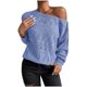 thumbnail image 1 of Suéter de manga larga con cuello en O de línea calada de color sólido informal para mujer Blusa Fridja hjk901, 1 of 1