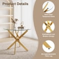 thumbnail image 3 of ZUGUL Elegant Gold & White Round Glass Dining Table Set for 4 Luxurious Gold Legs, White PU Chairs, Tempered Glass Top, Small Space Friendly, 3 of 6