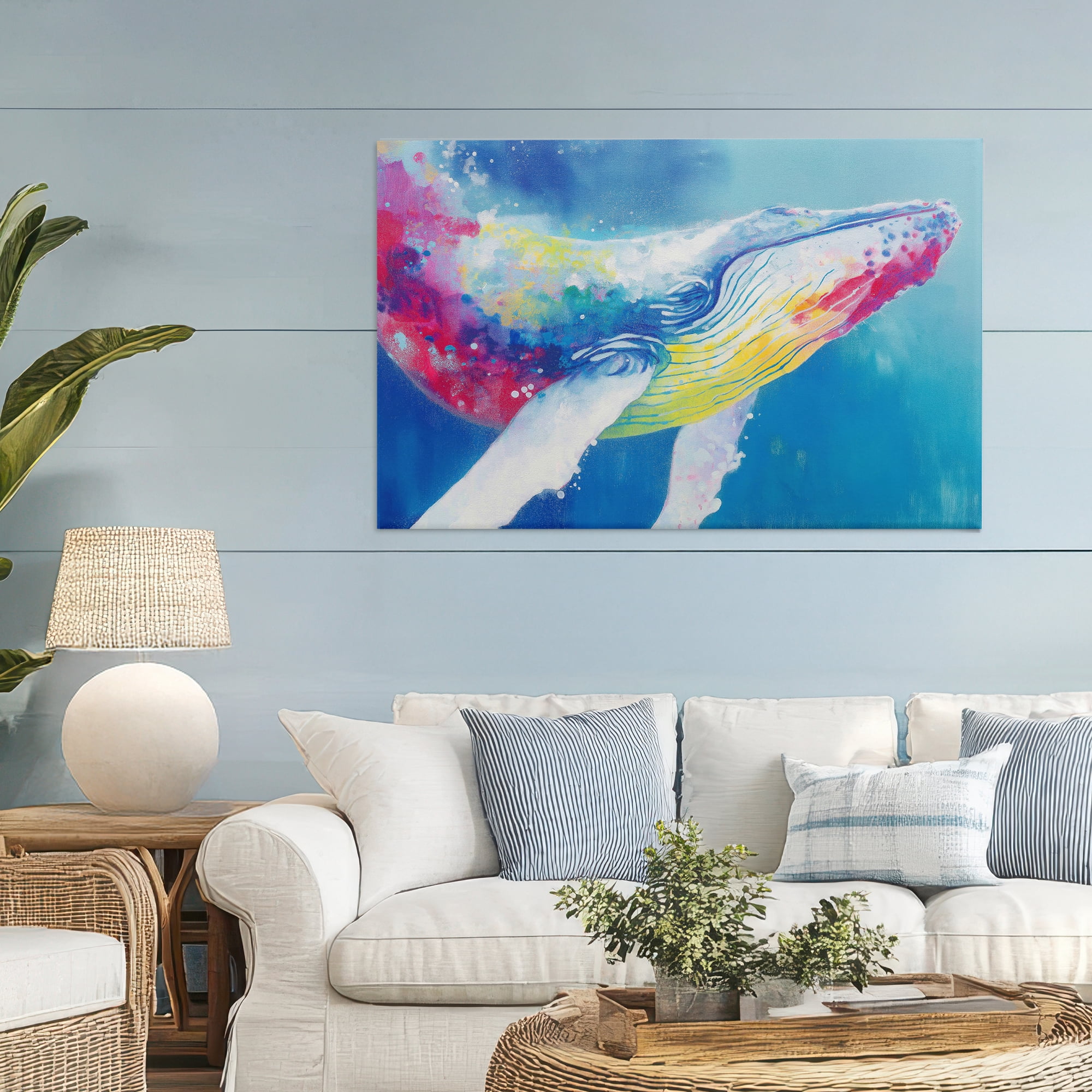 Stupell Industries Breaching Humpback Whale Canvas Wall Art, design by Chromatic Storm Studio