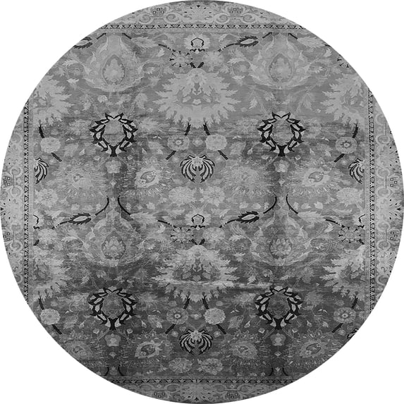 Ahgly Company Indoor Round Oriental Gray Traditional Area Rugs, 7' Round